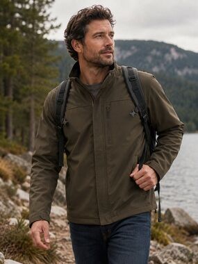 Eddie Bauer Jacket Weather Resistant Fleece Lined Olive Green Men's Medium